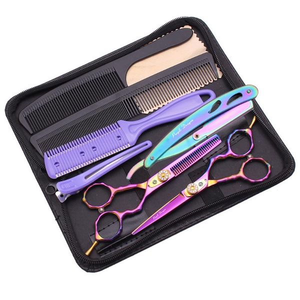 

hair scissors purple dragon barber set 5.5" 6.0" japan 440c professional hairdressing haircut thinning salon 9010#