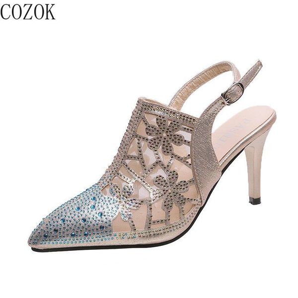

new fashion women's sandals vamp breathable mature rhinestone decoration elegant casual all-match women's sandals 2021, Black