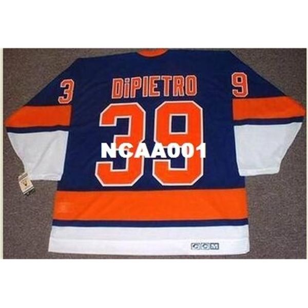 

668 #39 rick dipietro new york islanders 1970's 2003 ccm vintage retro home hockey jersey or custom any name or number retro jersey, Black