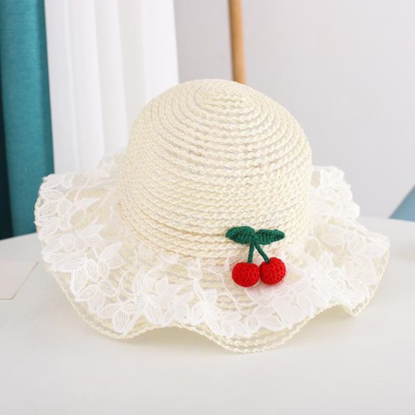 

caps & hats children hat summer lace cap baby girls kids sun fruit print straw bucket sweet beach for, Yellow
