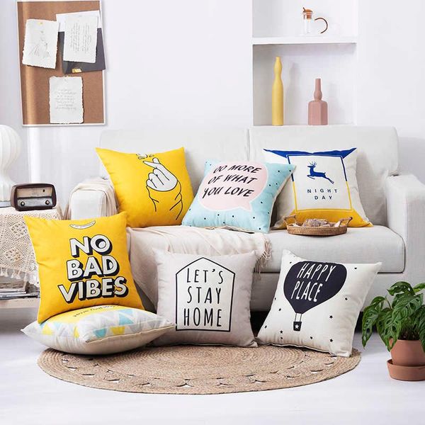 

cushion/decorative pillow printing linen color strip pillowcase cotton and hugging sofa cushion cover 45x45cm