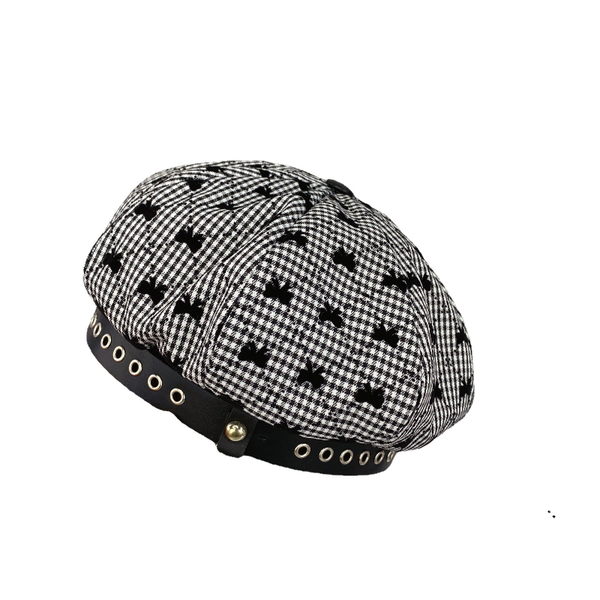 

berets 2021 products hat fashion beret rivet trend wild embroidery bow sweet wind, Blue;gray