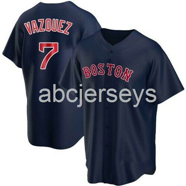 

stitched custom christian vazquez navy baseball jersey xs-6xl, Black