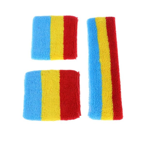 

sweatband 1 set of outdoor protective gear headband polyester cotton wristband exercise products sweat-absorbing (red yellow, Yellow;black