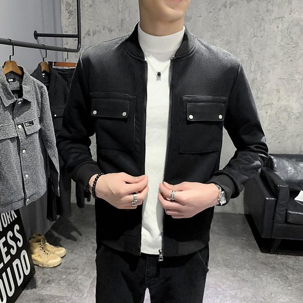 

men's jackets autumn 2022 winter fashion suede leather jacket slim biker motorcycle coat outwear streetwear casual b480, Black;brown