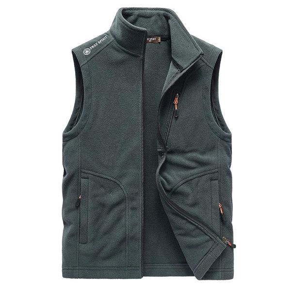 

men's vests 2021 spring and autumn vest fleece polar waistcoat outdoor sports sweater jacket men, Black;white