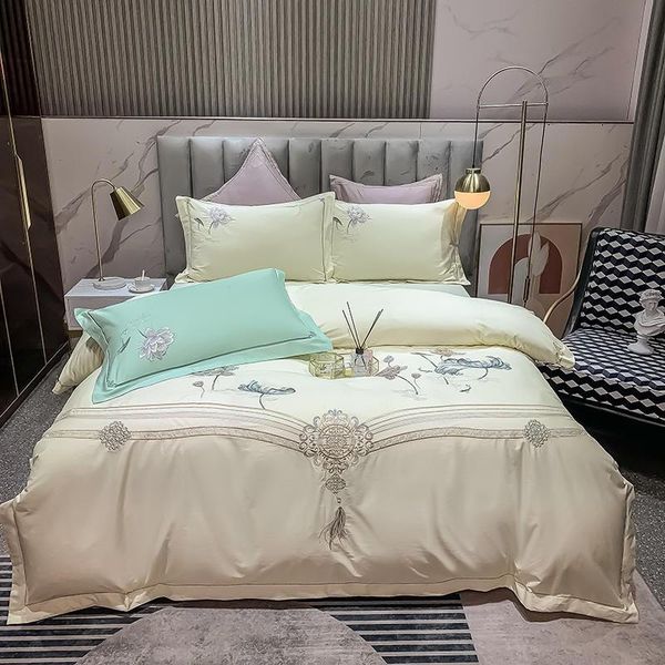 

bedding sets 4pcs luxury 100%cotton embroidery  king size shabby chic comforter cover set bed sheet pillowcases ultra soft