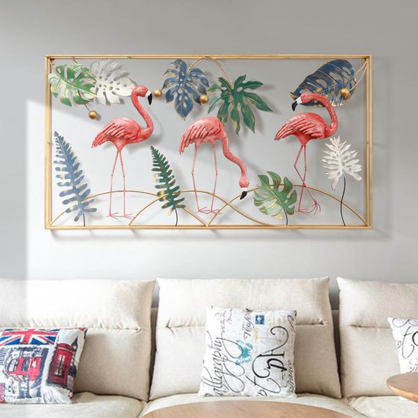

decorative objects & figurines nordic style creative flamingo wrought iron wall decoration three-dimensional room decor aesthetic