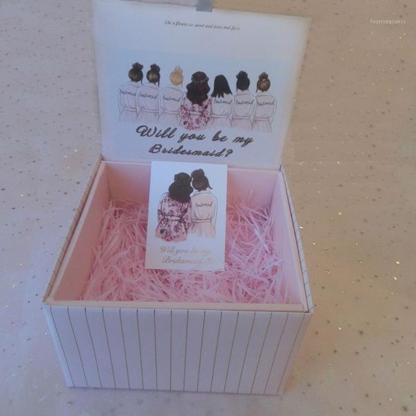 

gift wrap 2pcs lot pink black cardboard wedding birthday bridal shower hen party gifts bridesmaid robes foldable box1