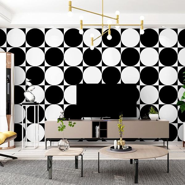 

wallpapers 3d visual minimalism wallpaper roll black and white circle pattern modern art home wall decoration simple fashion papel de pared