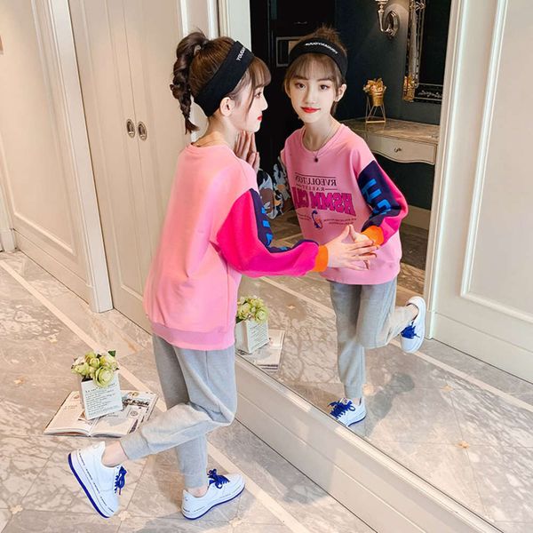 

new 2021 spring korean clothes fashion children's wear girls' two piece suit, White