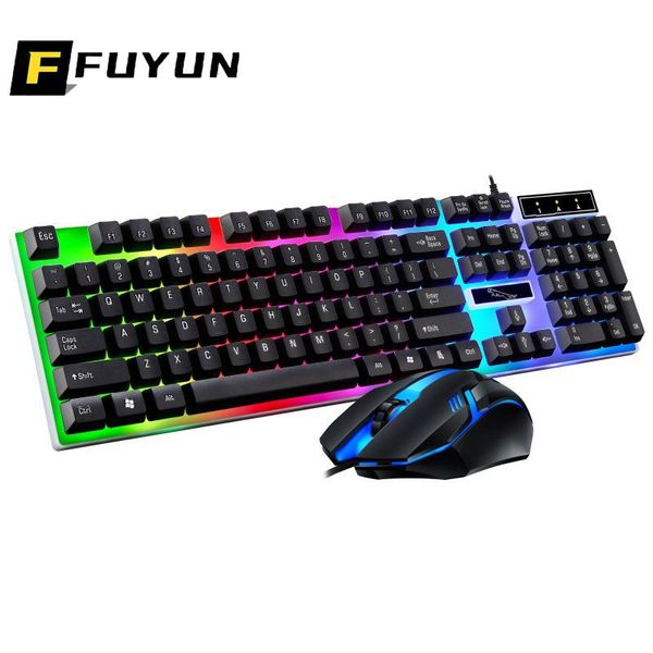 

keyboard mouse combos fuyun backlight set mechanical for pc lapdeskgaming stylish ergonomic combo 1000dpi usb wired rainbow n83