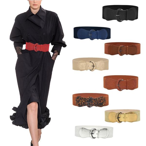 

belts women's waist belt stretchy leather elastic for ladies dress decoration fashion clothes skirt waistband, Black;brown