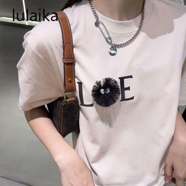 

women's t-shirt fashion unique embroidery tassels letters brand leisure women short sleeve pullover men comfortable couple clothes, White