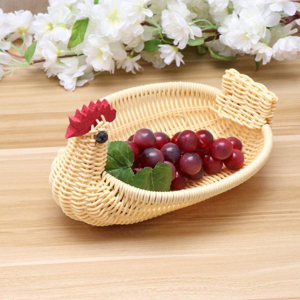 

storage baskets rattan woven basket fruit creative snack tray medium chicken
