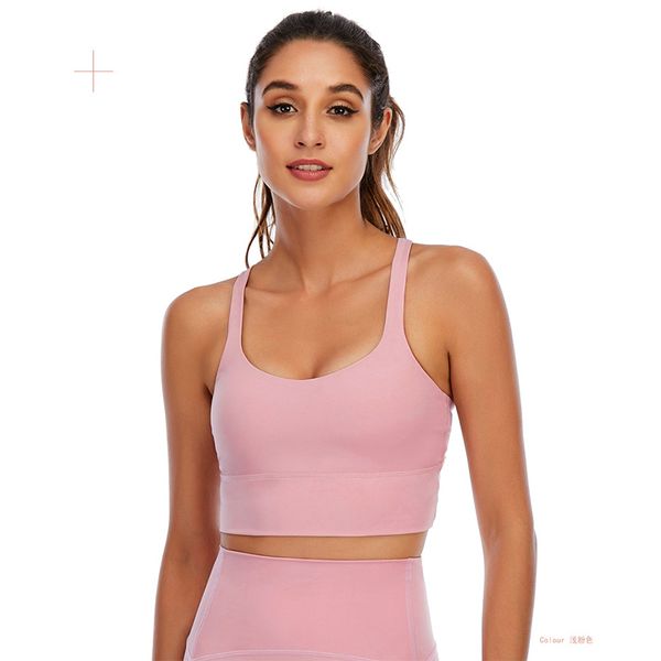 

yoga bra crop women back criss sports bras cross with removable pads quick dry fitness bras solid pink workout top, White;red