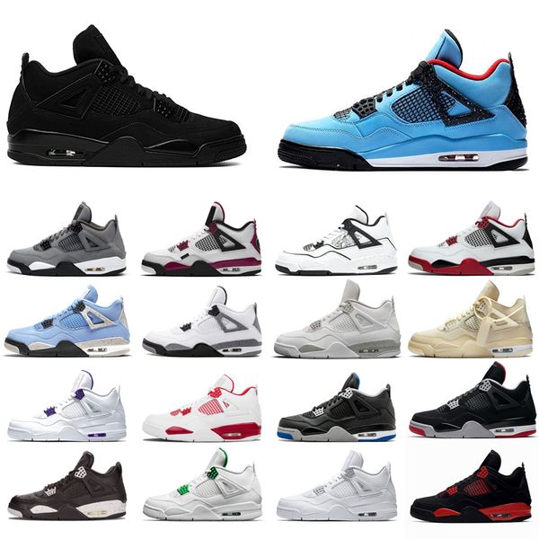 

2021 new basketball shoes 4s man black cat taupe haze shimmer desert moss white oreo university blue sail pine green pure money travis bred