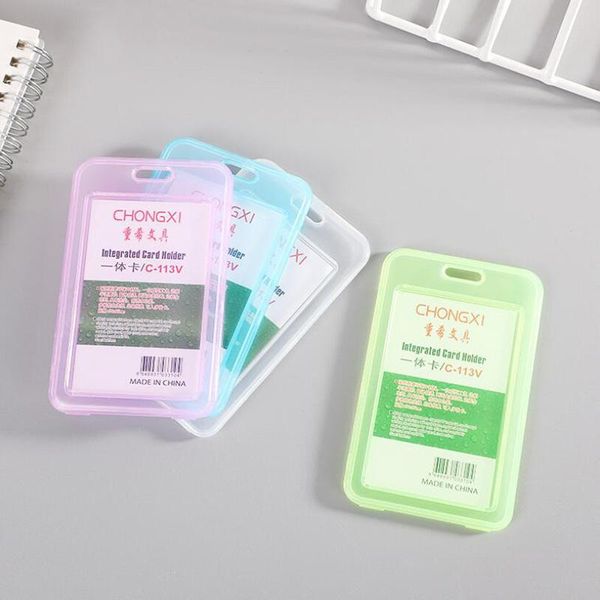 

card holders 1pcs transparent work name business id badge holder plastic cover bag case pouch, Brown;gray