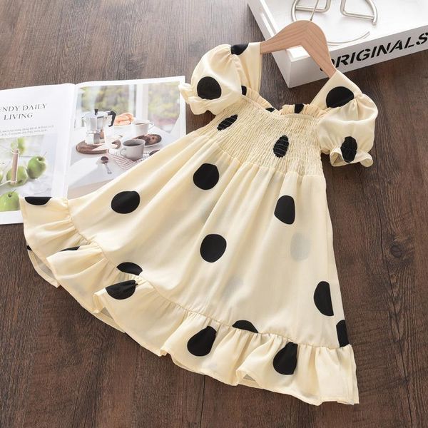 

girl's dresses melario girls dress summer brand clothes for short sleeve chiffon polka dot princess girl toddler, Red;yellow