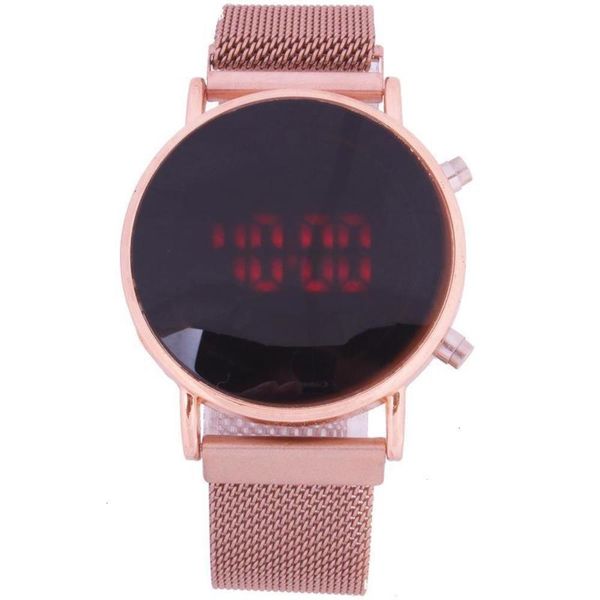 

lady 2020 shake red led net cold light watch tiktok mesh belt with electronic watch, Slivery;brown