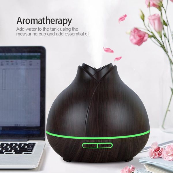 

400ml air humidifier aroma essential oil diffuser wood grain ultrasonic cool mist humidifier for office home bedroom living room