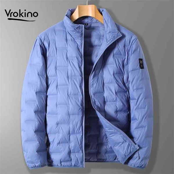 

large size 6xl 7xl 8xl men's winter high-quality lightweight down jacket loose men's stand-up collar warm ultra-thin jacket 210913, Black