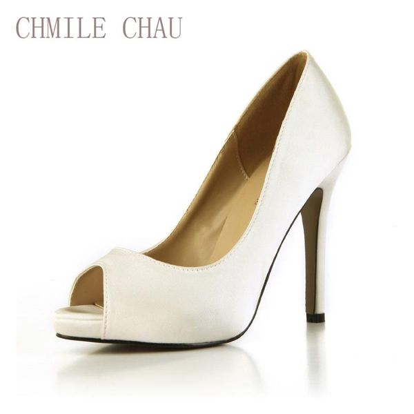 

dress shoes chmile chau bridal wedding pumps women peep toe stiletto high heel zapatos para mujer de tacon alto aguja punta abierta t12, Black