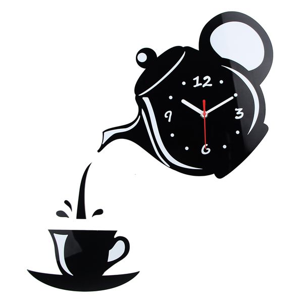 

2021 new mirror effect coffee cup decorative kitchen wall watch living room decoration home watches pyu7