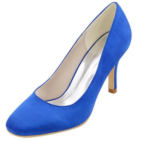 

dress shoes thin high heels pumps women classic office & career wedding party round toe silk 8.5cm slip on mujer bombas size35-42, Black