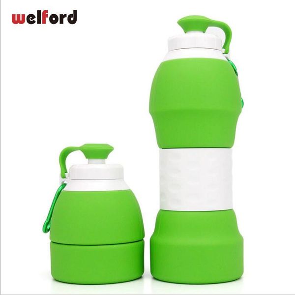

water bottles 580ml collapsible silicone bottle folding kettle outdoor sport camping travel running my drink