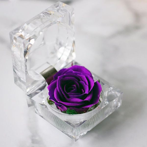 

gift wrap delicate everlasting flower red rose propose ring box christmas valentine's day birthday wedding decoration