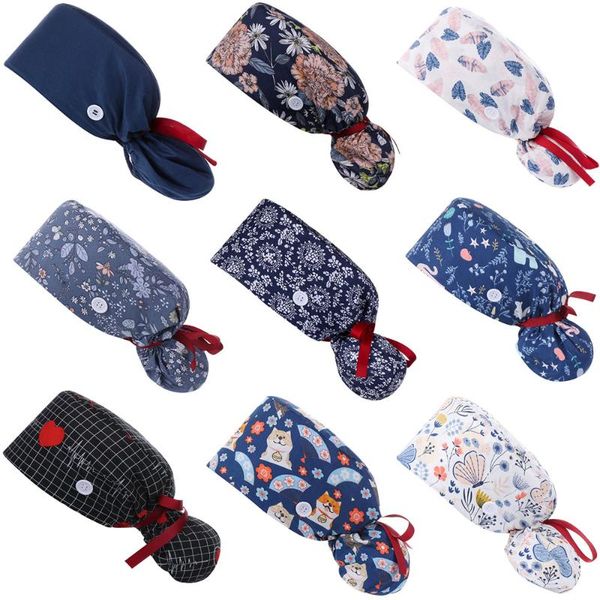 

new fashion working cap with button long hair adjustable working hat ponytail holder tie back hats for women men gifts