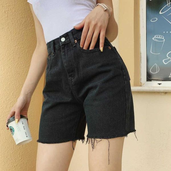 

women's jeans high waist slim denim shorts bermuda plus size woman fashion tassel tight five-point washed female summer, Blue