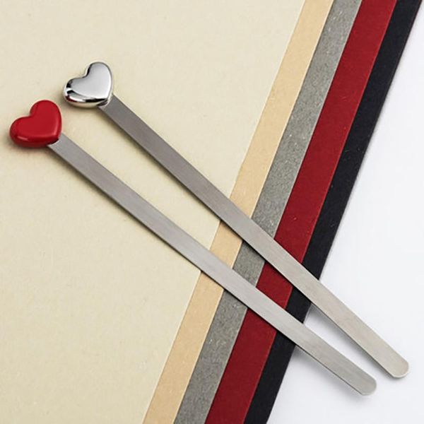 

bookmark 1pcs love heart metal red silver creative binder index reading assistant book support for school stationery supplies