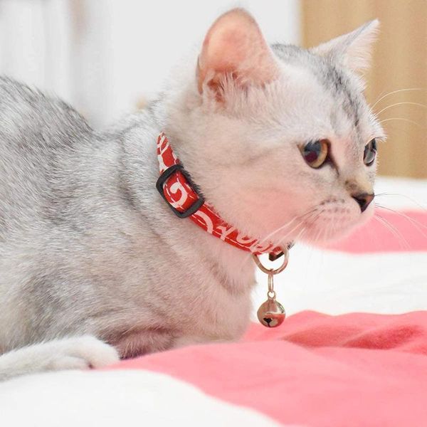 

cat collars & leads pet collar with bowknot buckle and bell accessories removable quick-release 1pc