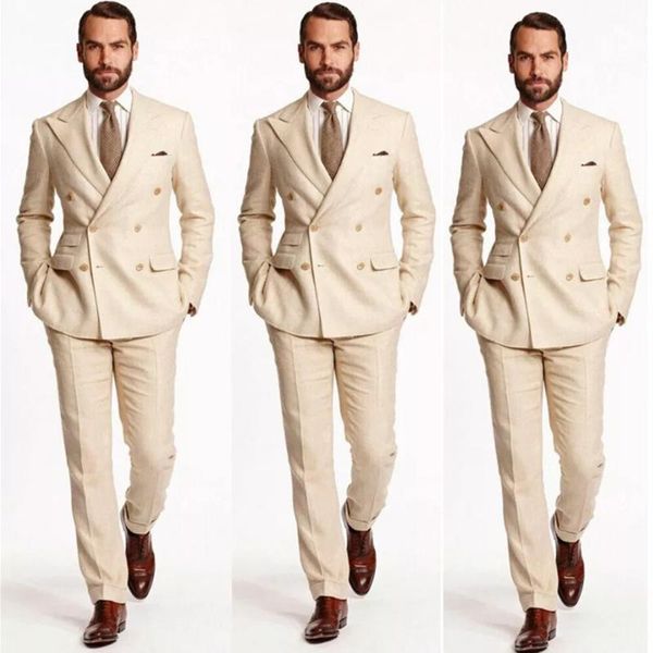 

men's suits & blazers champagnes double breasted jacket with pants slim fit men formal wedding party 2 pieces groomsman tuxodes coat, White;black