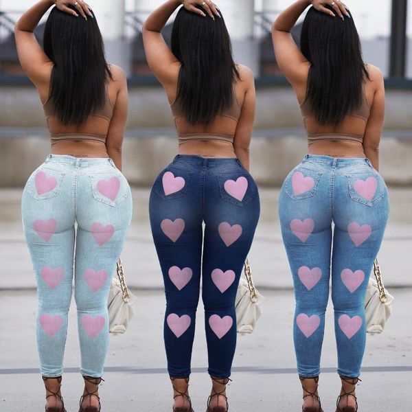 

women's jeans skinny high waist stretchy vintage tight denim pencil pants pantalones, Blue