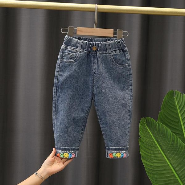 

jeans est boy's girls spring&autumn children's trousers kids baby cartoon pants clothes 2-8year, Blue