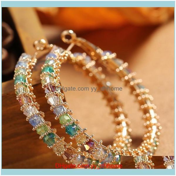 

jewelrymulticolor crystal beads hoop earrings for women gifts arrival bohemia handmade rainbow fashion jewelry & hie drop delivery 2021 v9y, Golden;silver