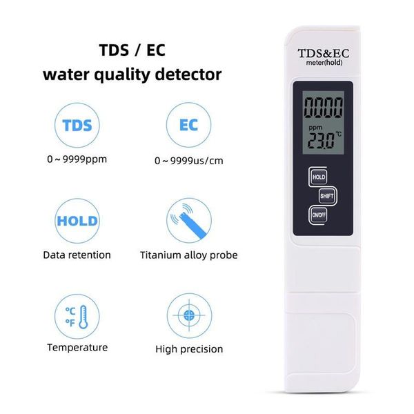 

meters tds ec temperature tester 3 in 1 meter pen water quality measurement test for drinking aquariums