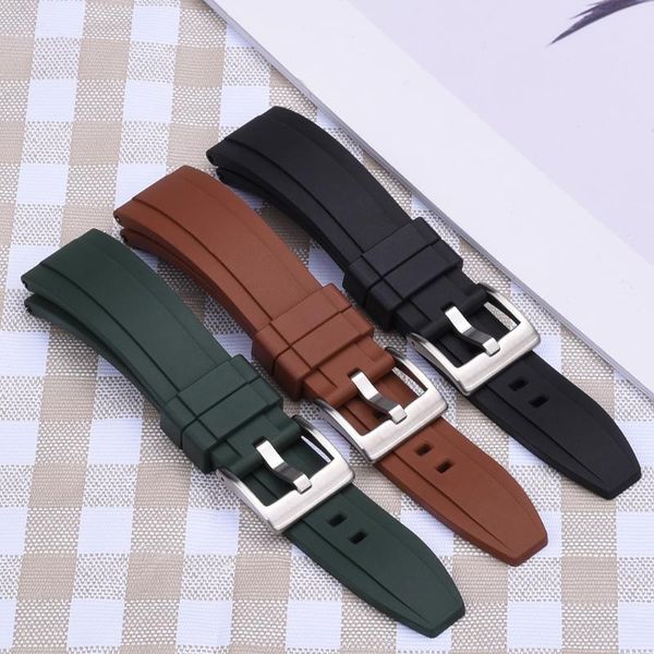 

watch bands quick release strap 20mm 22mm 24mm fkm fluorine rubber watchbands bracelet wristband men women's diving accessories, Black;brown