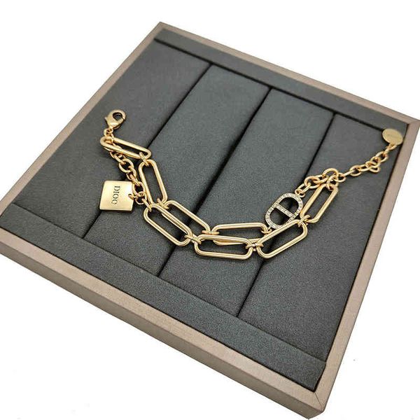 

factory wholesale bracelet new hollowed out letter geometric brass diandu first jewelry, Black