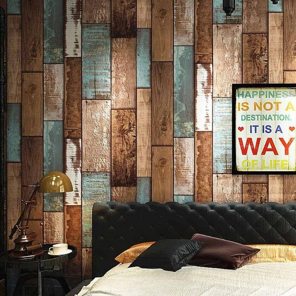 

wallpapers 53cmÃ10m 3d modern personality round wood stake grain nostalgic retro bar tv restaurant wallpaper