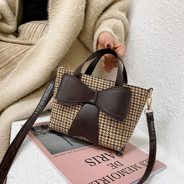 

evening bags european style handbag fashion thousand bird lattice bow women shoulder crossbody bag large capacity female shopping