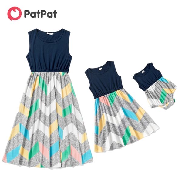 

arrival mommy and me striped stitching tank dresses 210528, Blue