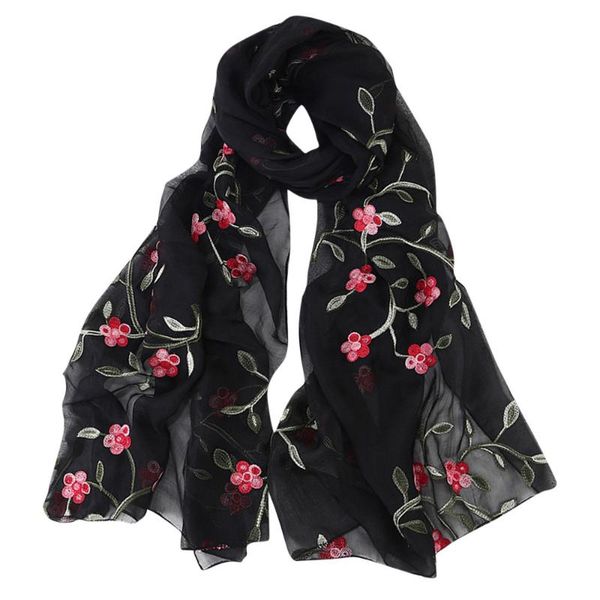 

scarves vintage peach blossom embroidery scarf women floral printed paris yarn shawl ladies elegant long soft wrap #t1p, Blue;gray
