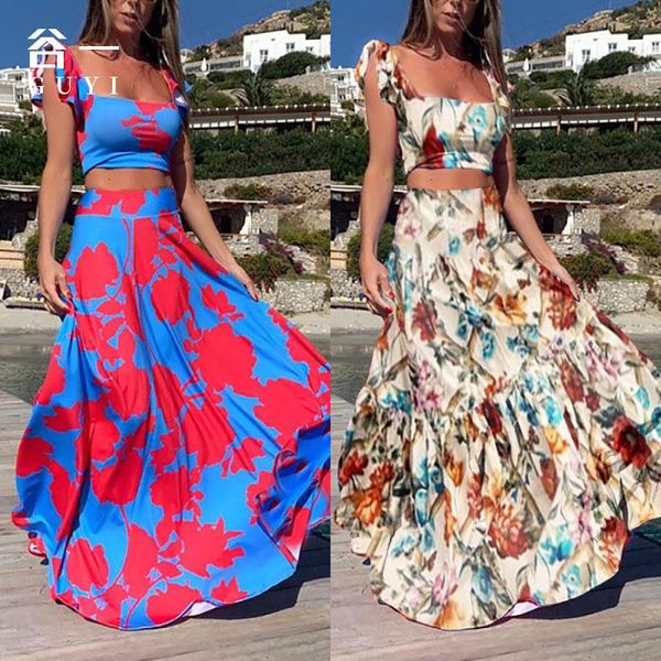 

ethnic clothing africa style print casual maxi dresses for women ruffle sleeveless temperament high waist comfort spaghetti strap dress, Red