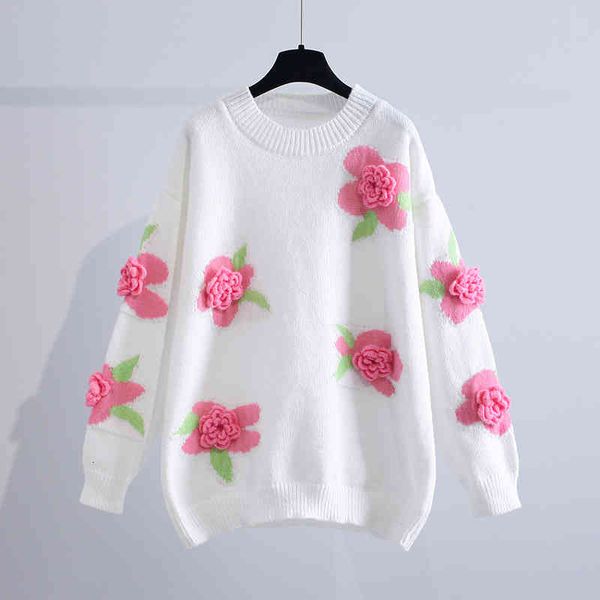 

women's sweaters korobov korean 3d flower embroidery women sweater pullovers autumn o neck elegant sueter mujer vintage harajuku jumper, White;black