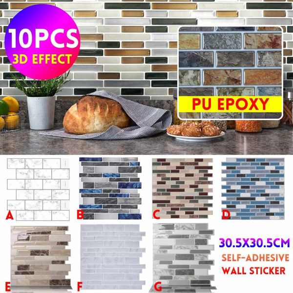 

wallpapers 10pcs 3d marble wallpaper diy self-adhesive sticker waterproof wall paper home decor kid room brick