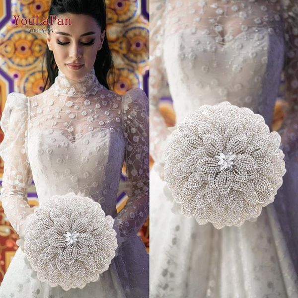 

wedding flowers youlapan hf01 luxury rhinestone bridal bouquet handmade diamond jewelry accessories hand flower holding